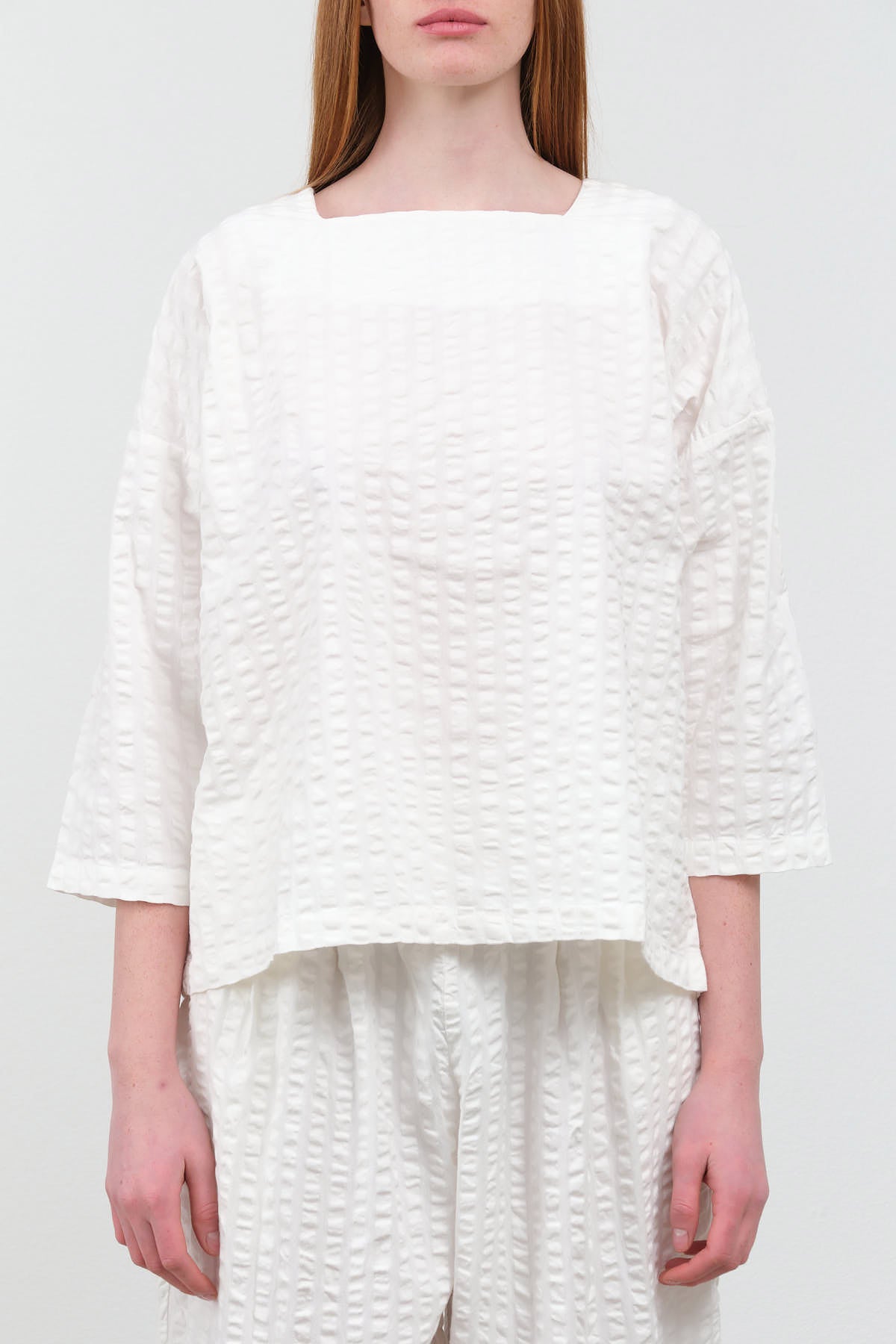 Front view of Square Neck Top in White
