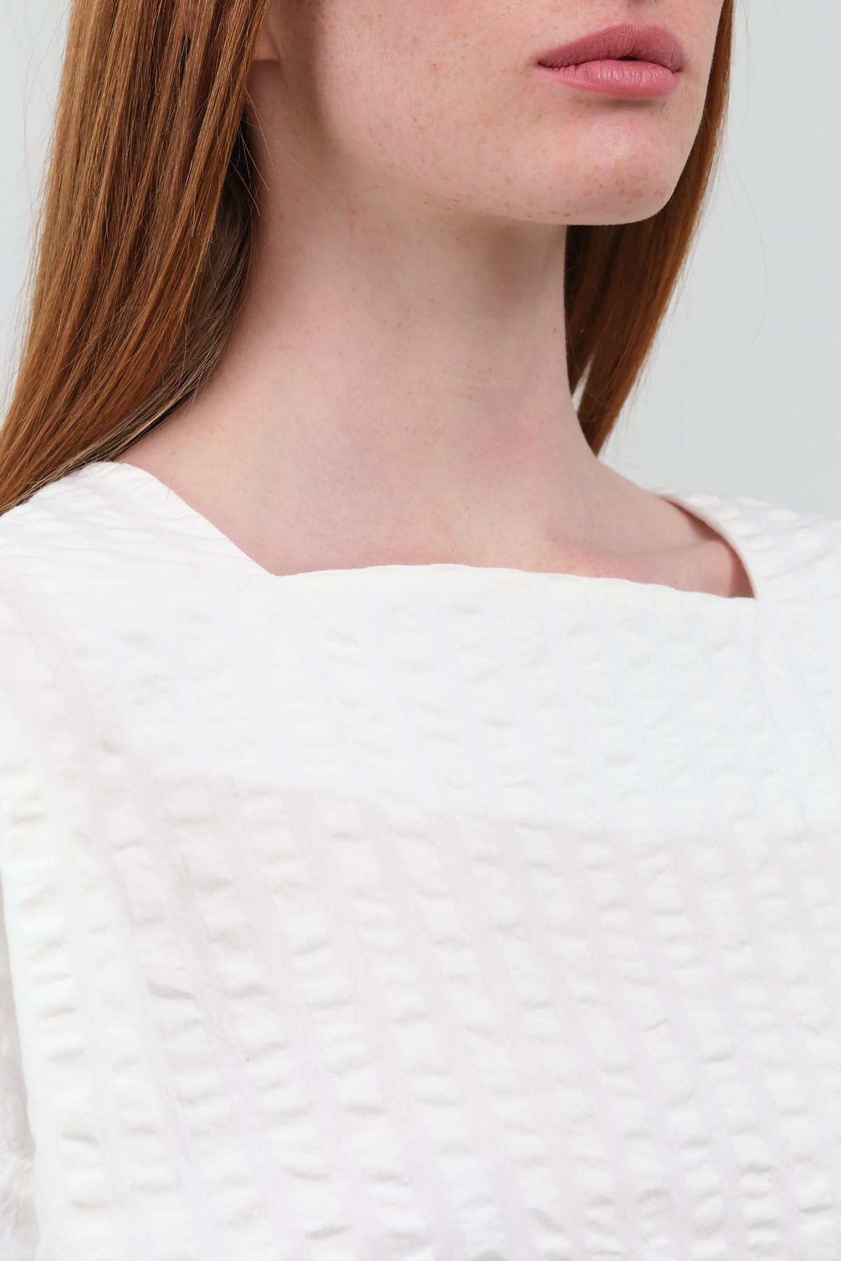Collar view of Square Neck Top in White