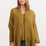 Black Crane Apparel Womens Blouses Square Shirts in Dark Olive