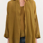 Black Crane Apparel Womens Blouses Square Shirts in Dark Olive
