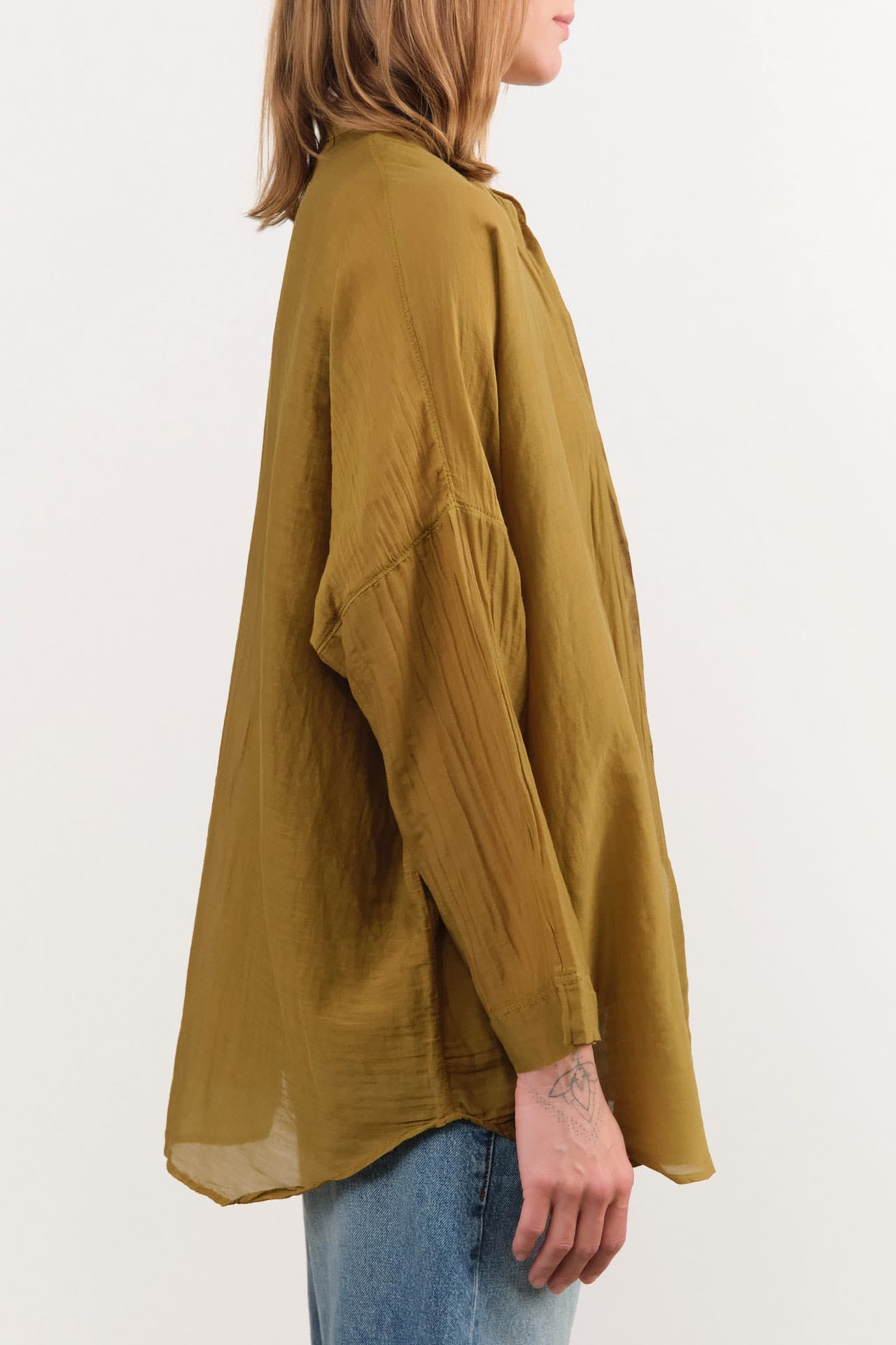 Black Crane Apparel Womens Blouses Square Shirts in Dark Olive