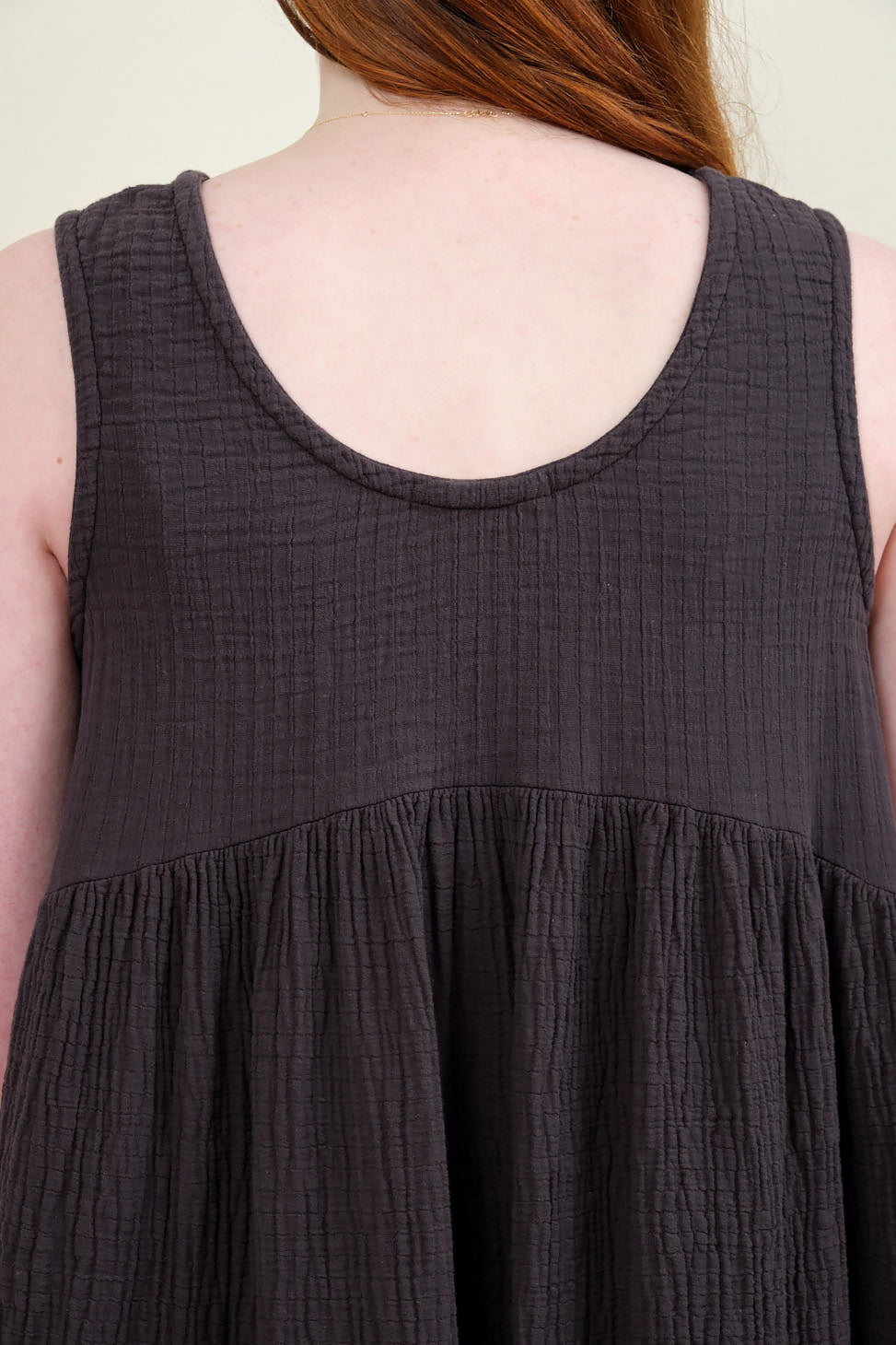 Back detailing on Tank Dress in Graphite