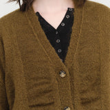 Dark Olive Waterfall Cardigan by Black Crane