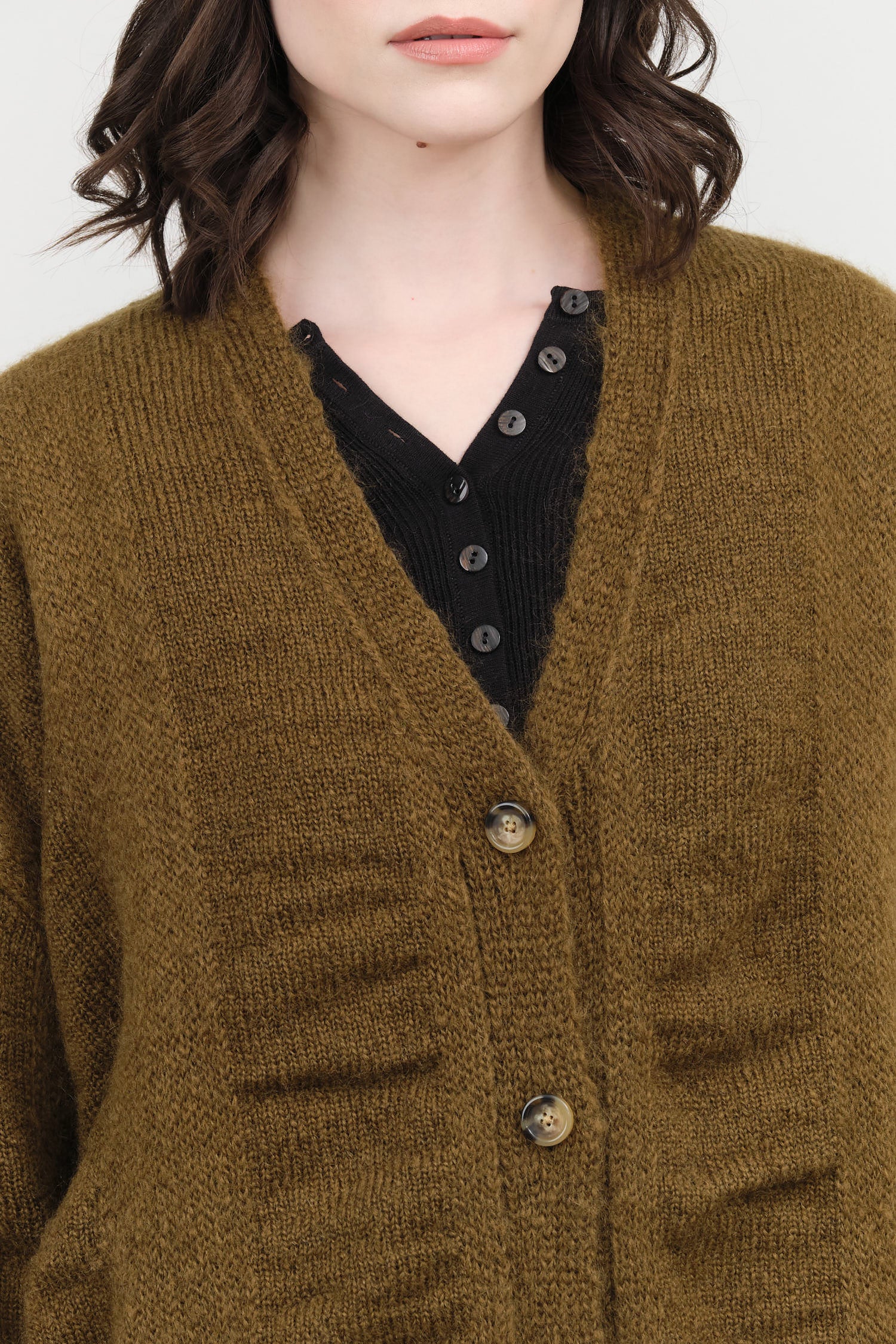 Dark Olive Waterfall Cardigan by Black Crane