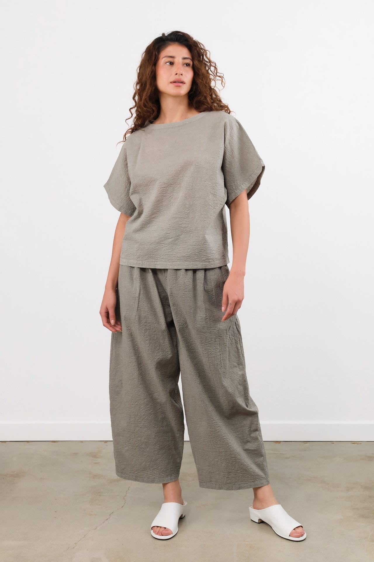 Black Crane Apparel Womens Pants Wide Pants in P. Grey