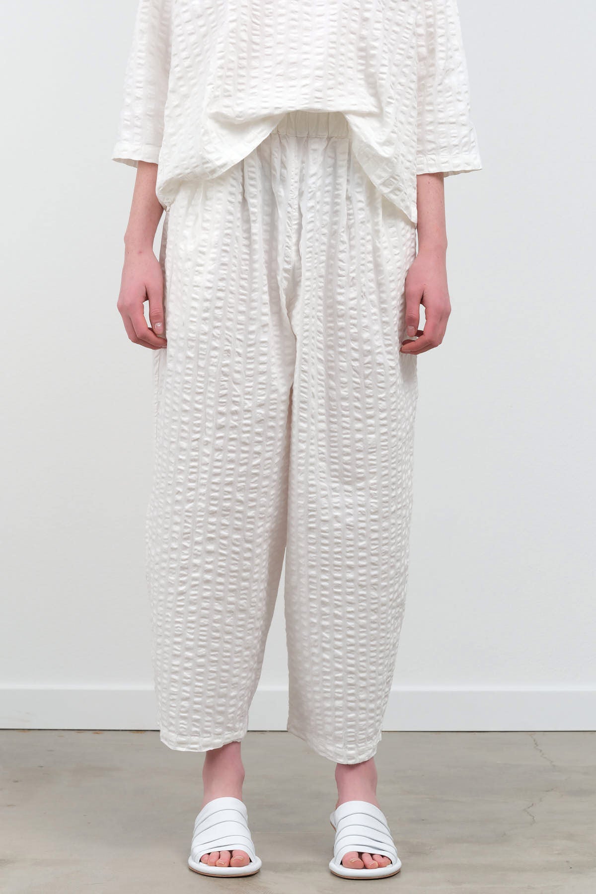 Front view of Wide Pants in White