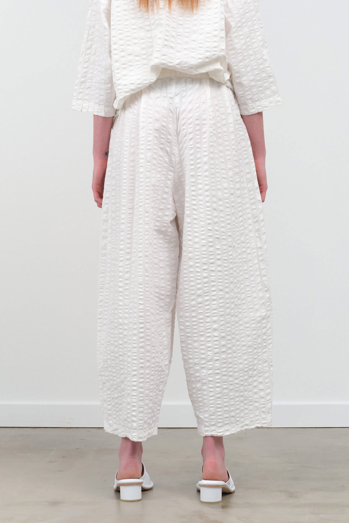 Back view of Wide Pants in White