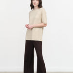 Black Crane Wool Straight Pants in Cacao