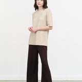 Black Crane Wool Straight Pants in Cacao