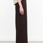 Black Crane Designer Brand Wool Straight Wide Leg Pants in Cacao Brown 