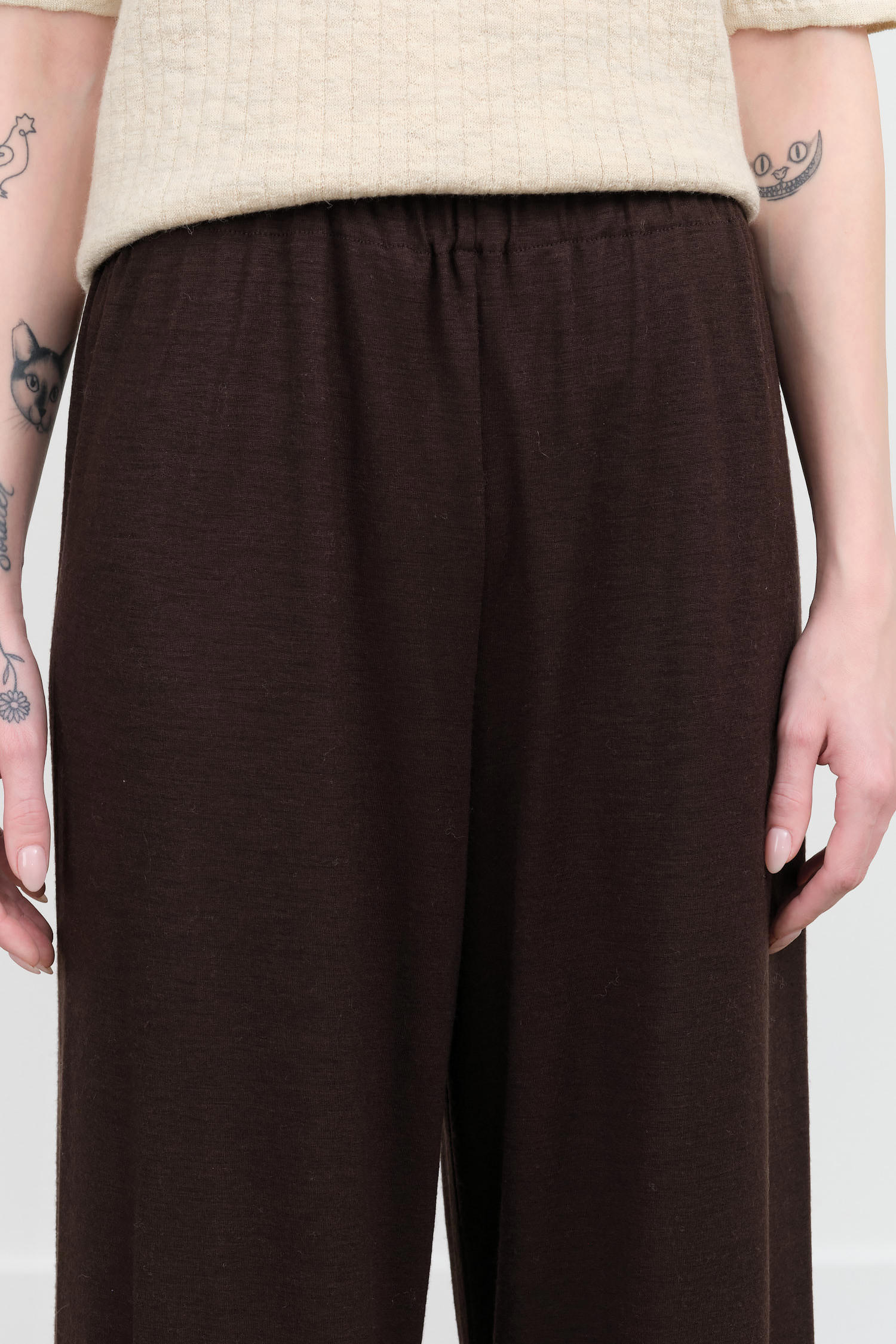 Cacao Wool Straight Pants by Black Crane