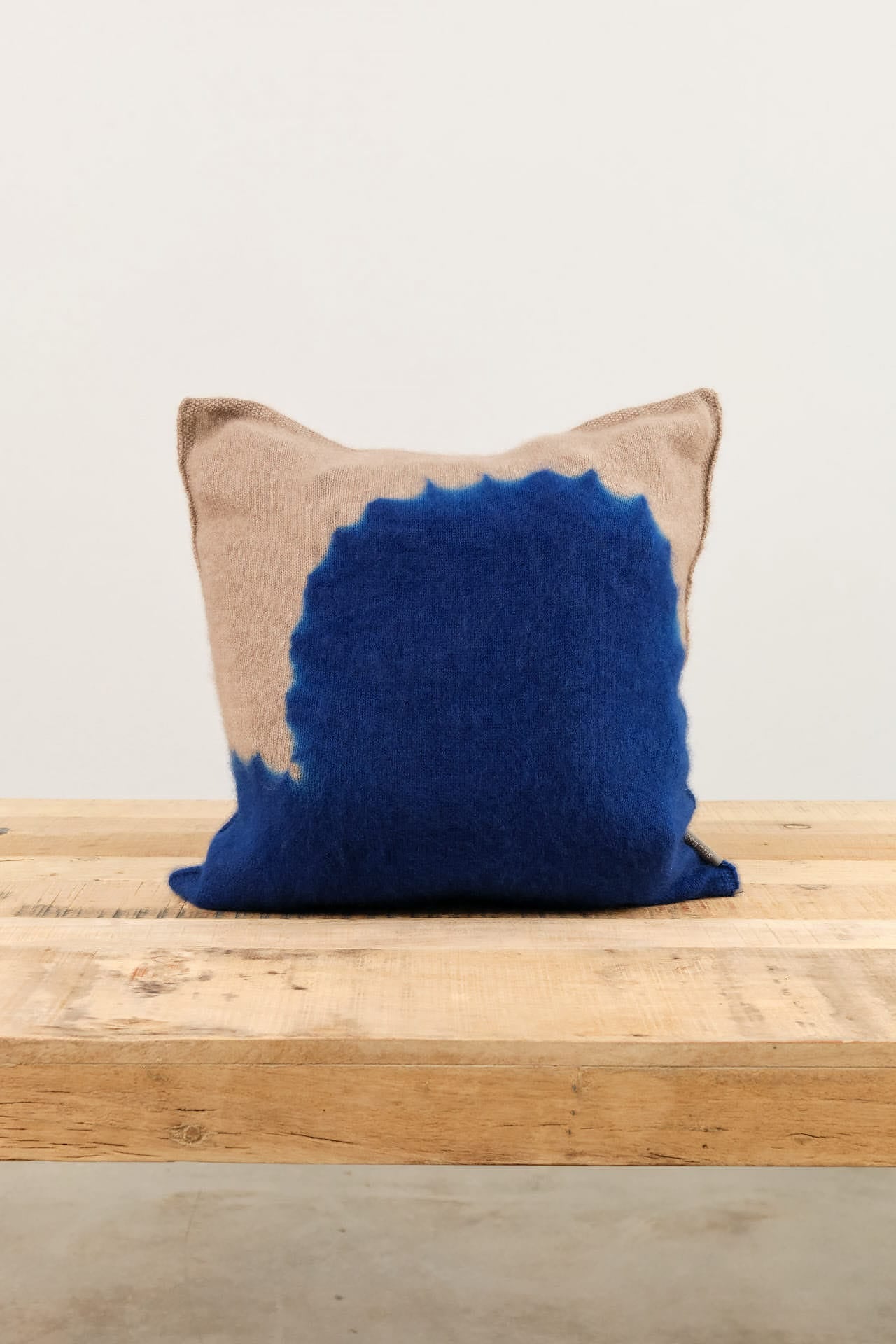 Suzusan Home Pillows Boushi Somewake Shibori Cashmere Knit Cushion in Dark Blue Dark Blue/Light Coffee / 18" X 18"