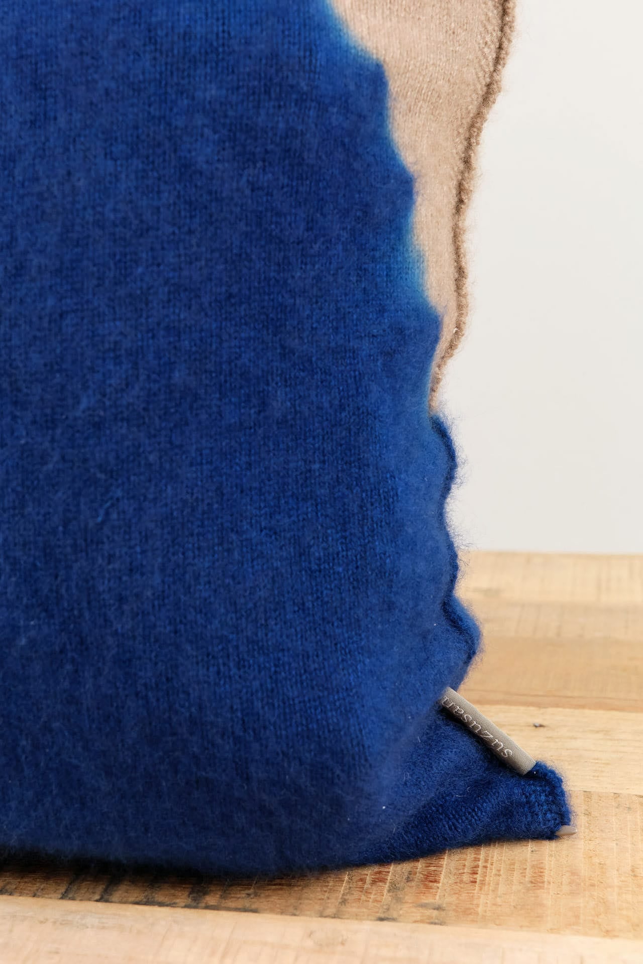 Suzusan Home Pillows Boushi Somewake Shibori Cashmere Knit Cushion in Dark Blue Dark Blue/Light Coffee / 18" X 18"