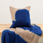 Suzusan Home Pillows Boushi Somewake Shibori Cashmere Knit Cushion in Dark Blue Dark Blue/Light Coffee / 18" X 18"
