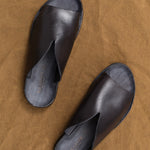 Brador Shoes Black Leather Azeca Sandal