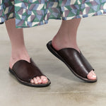 Dark Brown Leather Open Toe Azeca Sandal by Brador Shoes