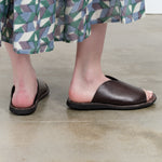 Brador Azeca Sandal in Dark Brown Leather with Rubber Sole and Open Toe Design