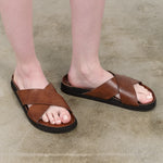 Brador Shoes Nami Cross Sandal in Mahogany