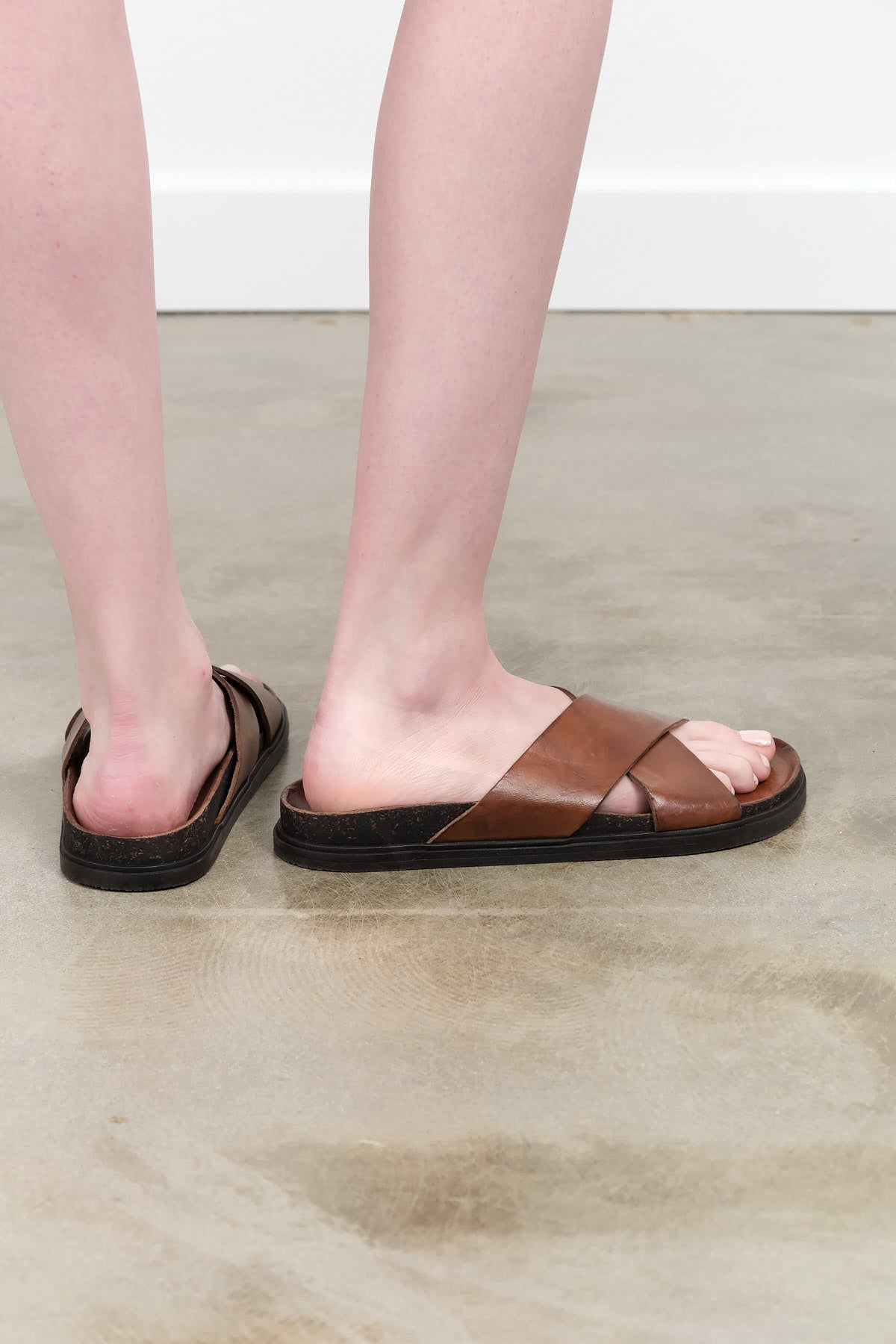 Mahogany Nami Cross Sandal by Brador Shoes