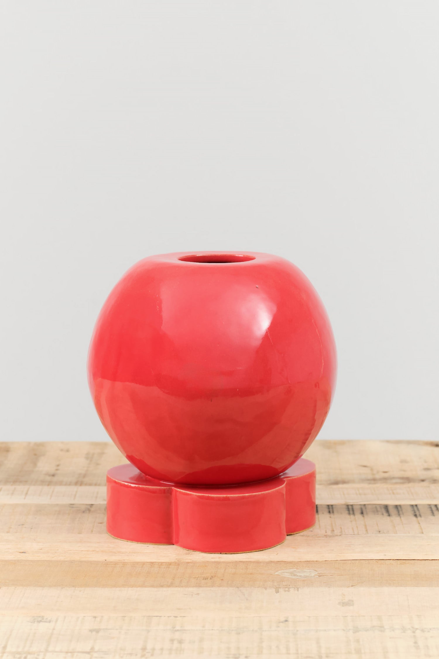 Gloss Red Clover Ball Vase by BZippy 