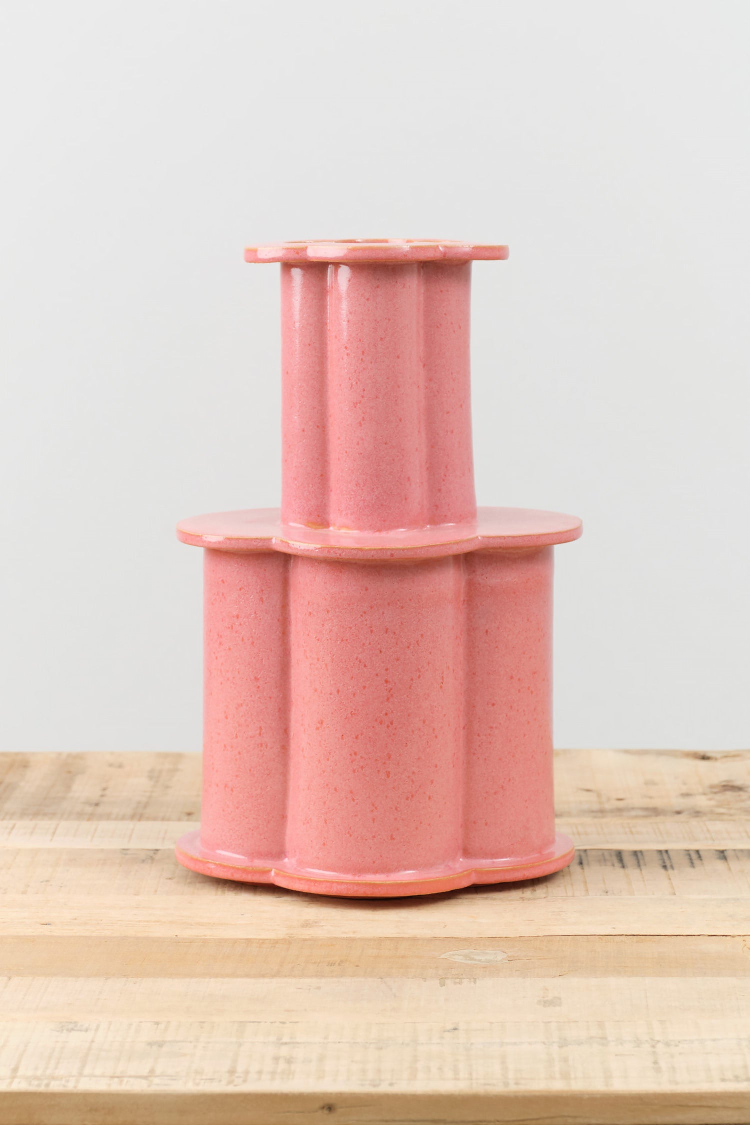 BZippy Ceramics Large Clover Bottle Vase in Sunset Pink