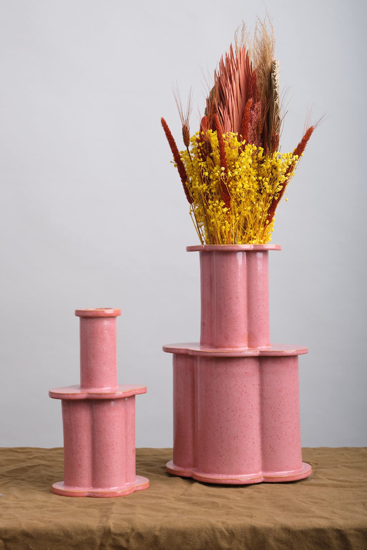 Large Sunset Pink Clover Vase by BZippy