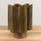 Tall Scallop Vase in Analine Green