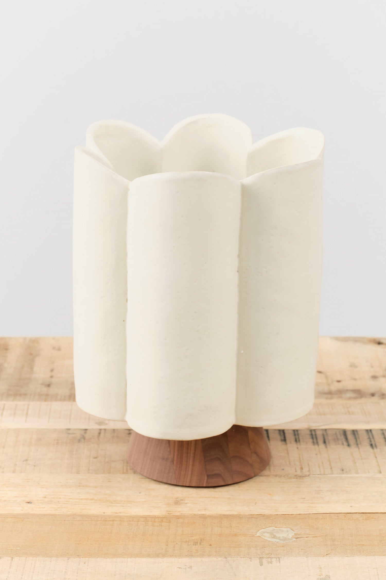 Cream Tall Scallop Vase by BZippy