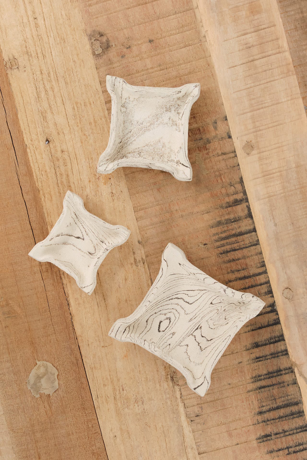 Cait Reas Art Ceramics Tray Set 020 in Unglazed Marble Stoneware / Set of 3