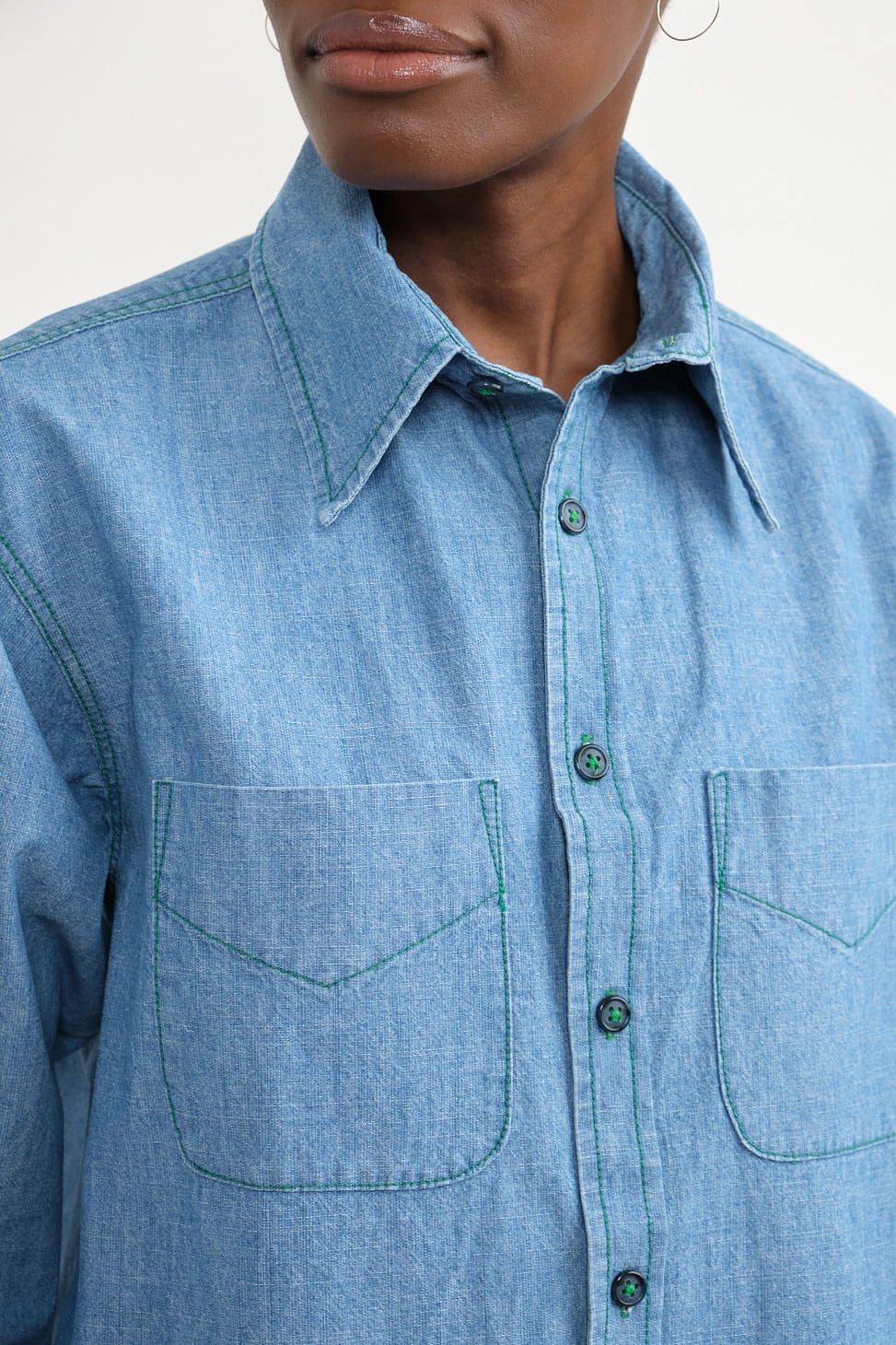 Front detailing on Perfect Chambray Shirt