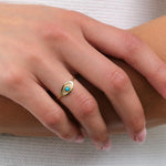 Mini Gold Evil Eye Ring by Carrie Hoffman with Turquoise