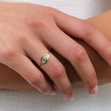 Mini Gold Evil Eye Ring by Carrie Hoffman with Turquoise