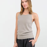 Evam Eva Apparel Womens Blouses Cashmere Sleeveless in Beige