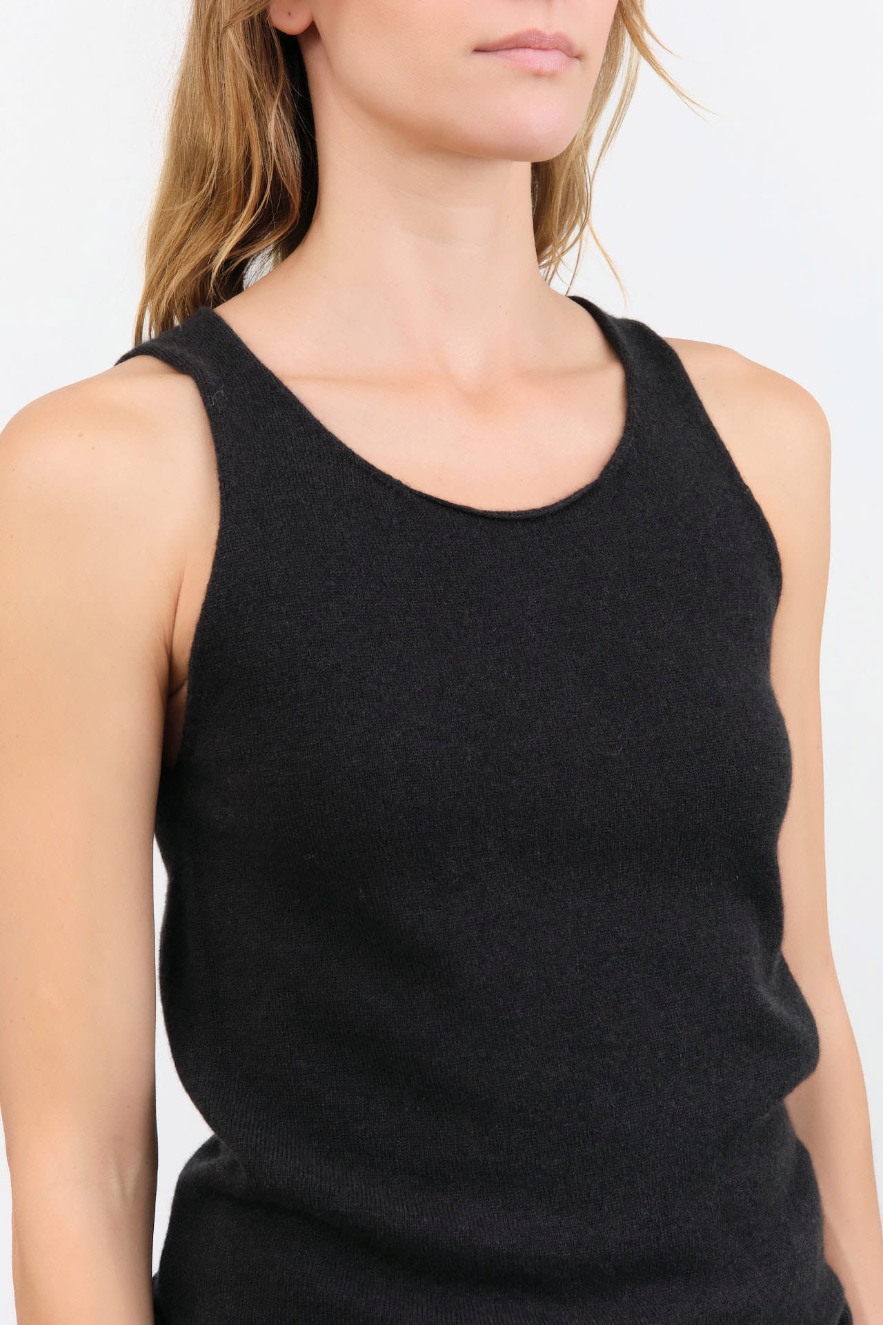 Evam Eva Apparel Womens Blouses Cashmere Sleeveless in Sumi
