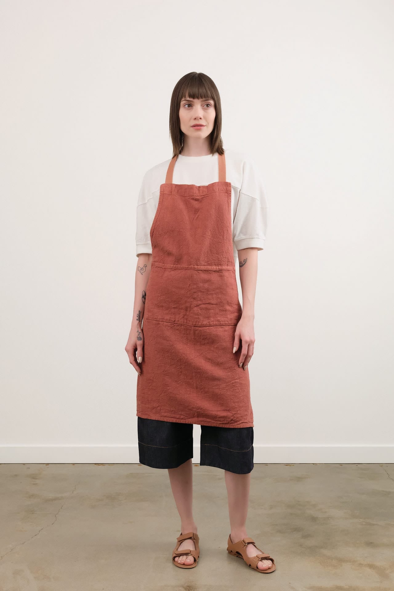 Charvet Editions Home Kitchen Aprons Doudou Apron in Brique Brique / 33.5" L X 30.75" W