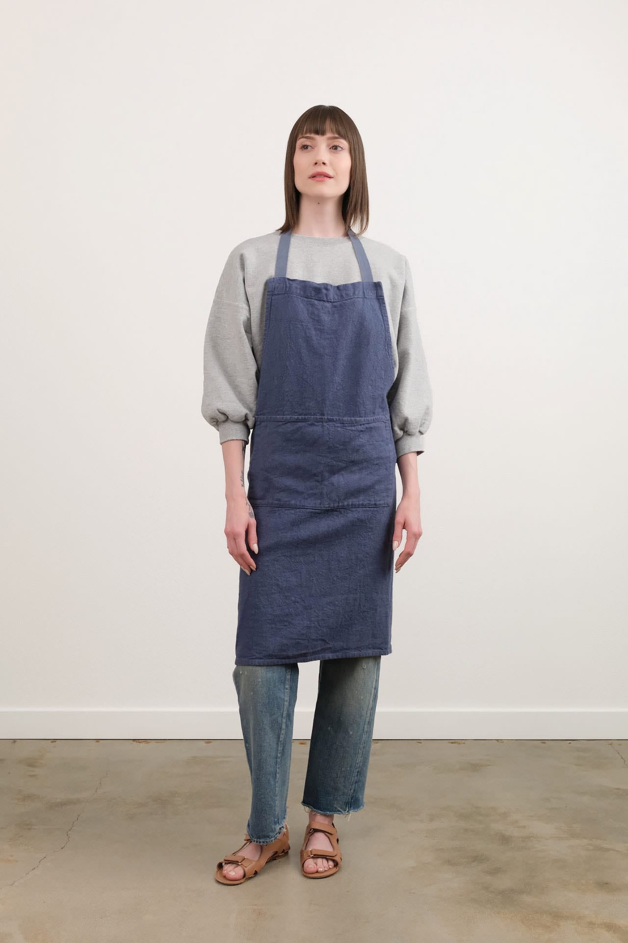 Charvet Editions Home Kitchen Aprons Doudou Apron in Indigo Indigo / 33.5" L X 30.75" W