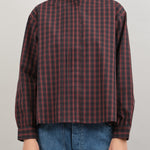 Front of Pleated Stand Collar Shirt