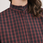 Neckline on Pleated Stand Collar Shirt