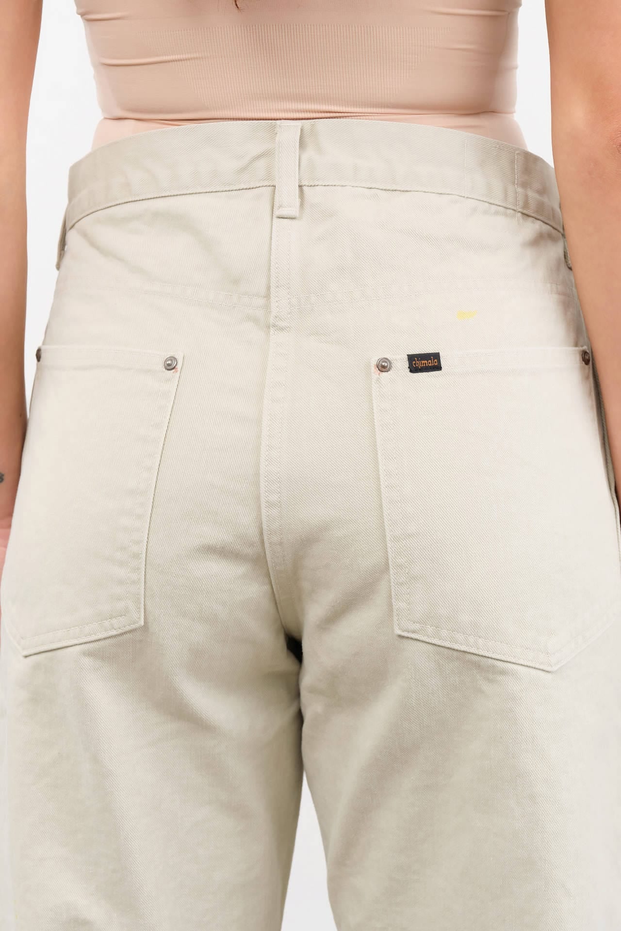 Chimala Apparel Womens Denim Unisex 12 oz W Width Denim Adjustable Waist in Ivory