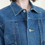 Collar and placket on Unisex 13 oz Selvedge Denim Short Jacket