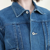 Chimala Collar and placket on Unisex 13 oz Selvedge Denim Short Jacket