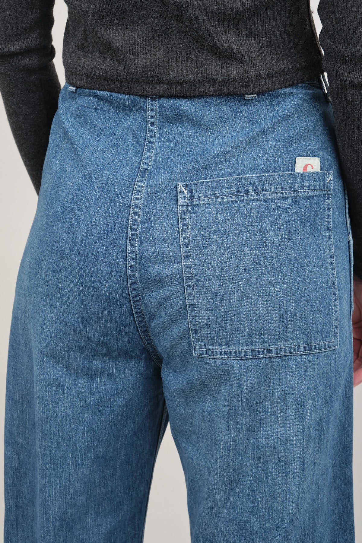 Back pocket on Unisex 8oz Denim Double Knee Work Trousers
