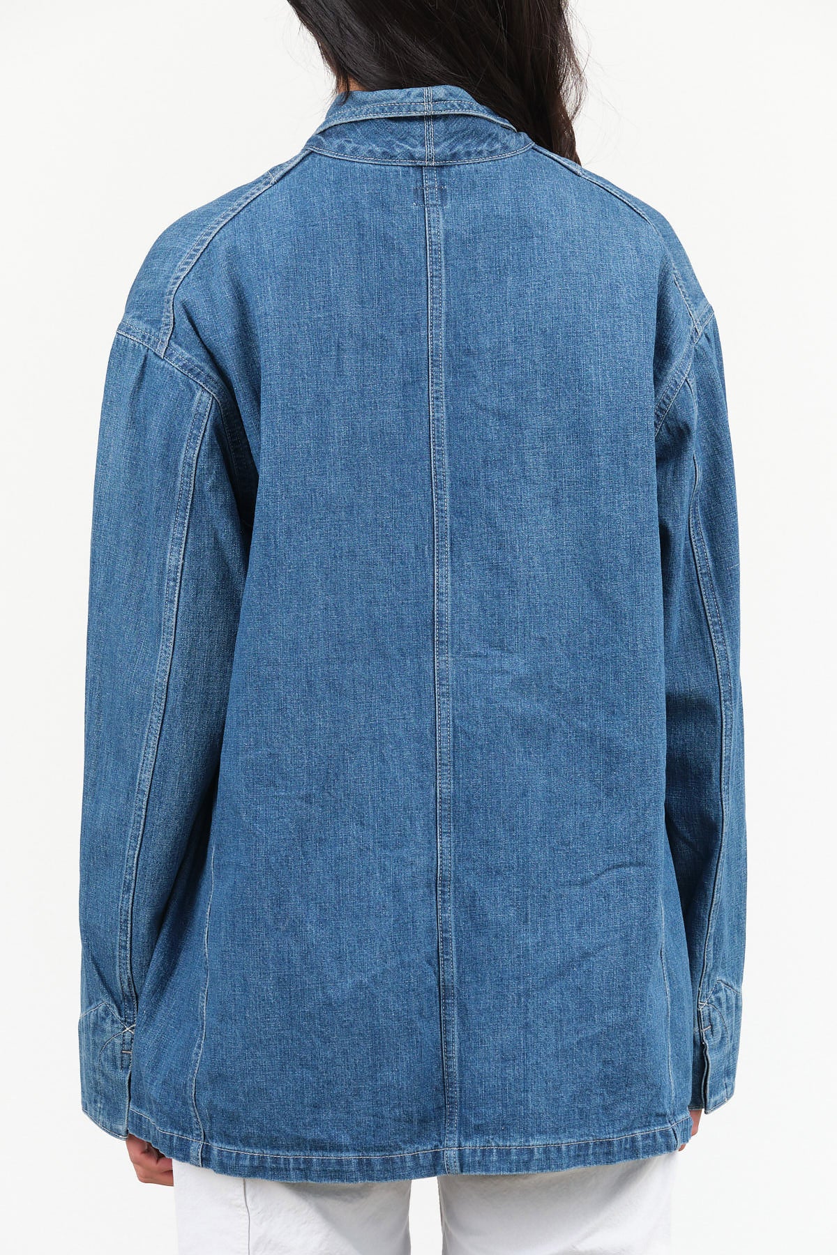 Medium Vintage Blue Unisex Chore Oversized Button Up Denim Jacket by Chimala Designer Brand