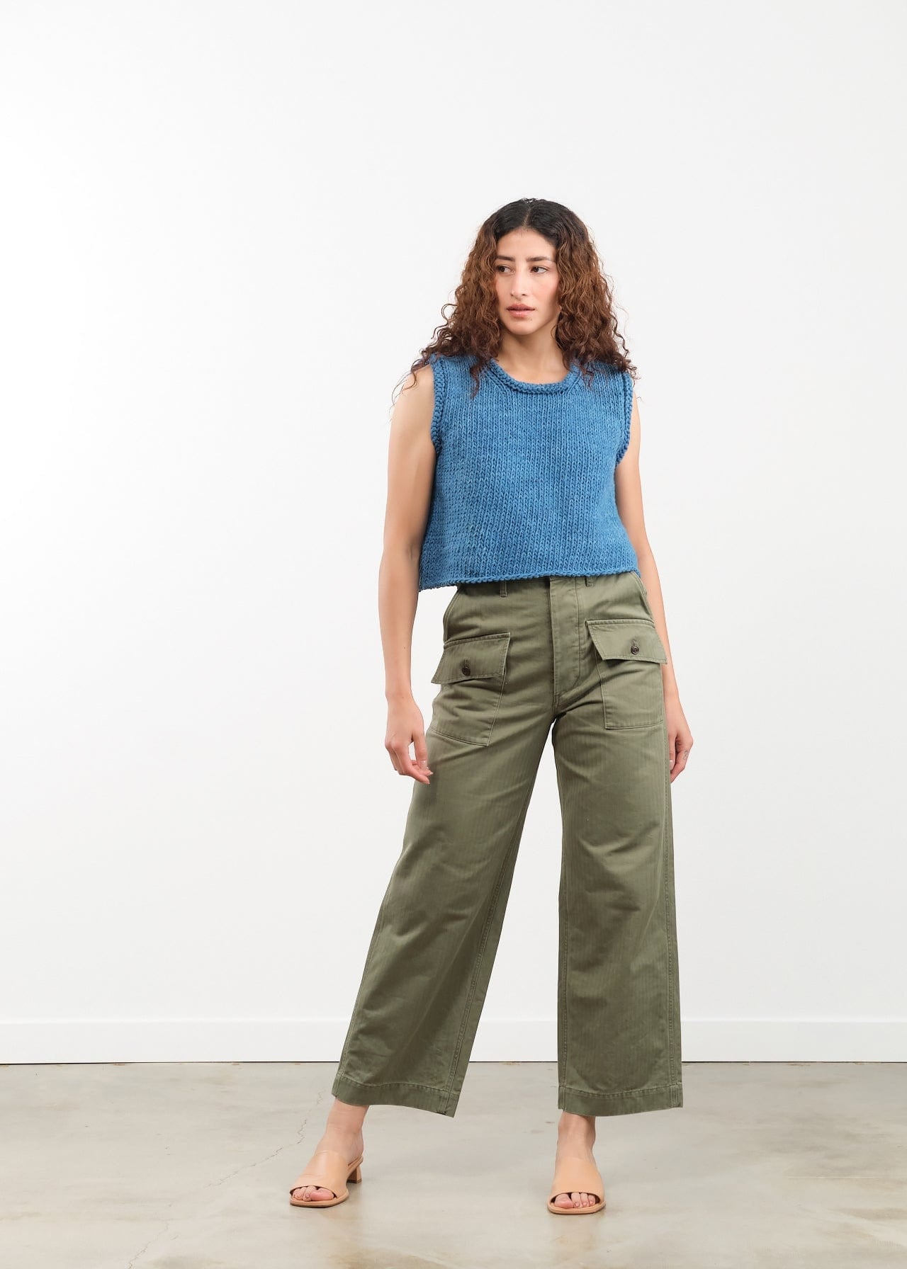 Chimala Apparel Womens Pants Unisex Herringbone Twill Trousers Khaki Green / 26