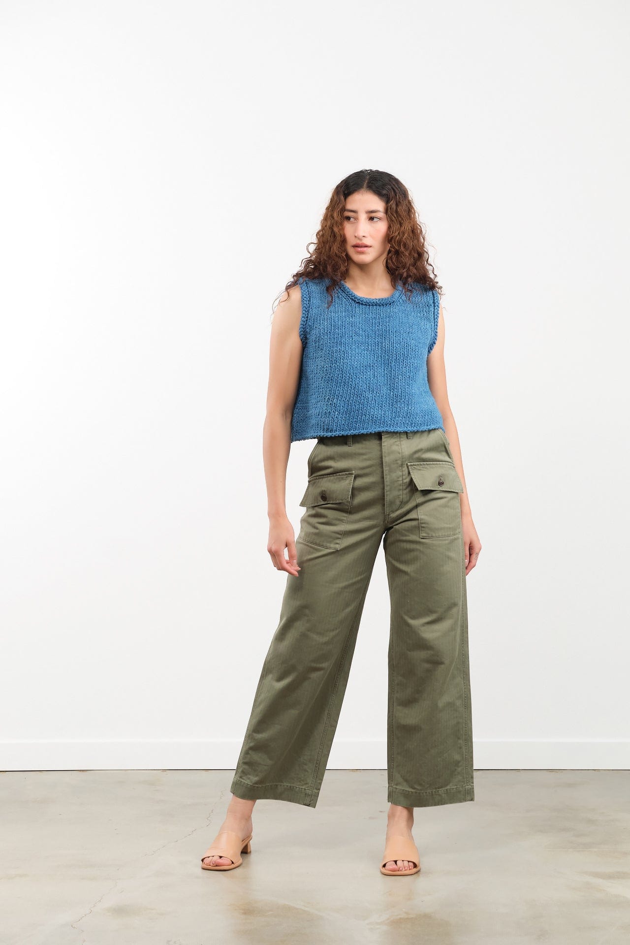 Chimala Apparel Womens Pants Unisex Herringbone Twill Trousers Khaki Green / 26
