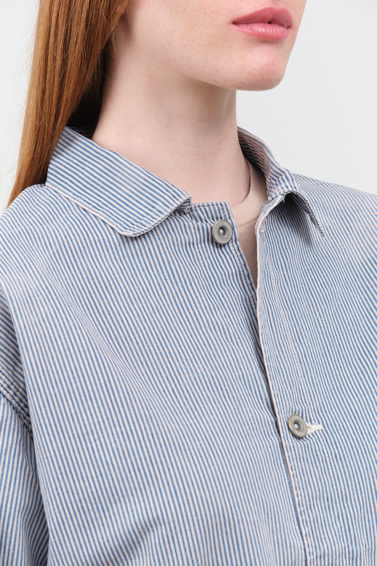 Collar view of Unisex Hickory Coverall