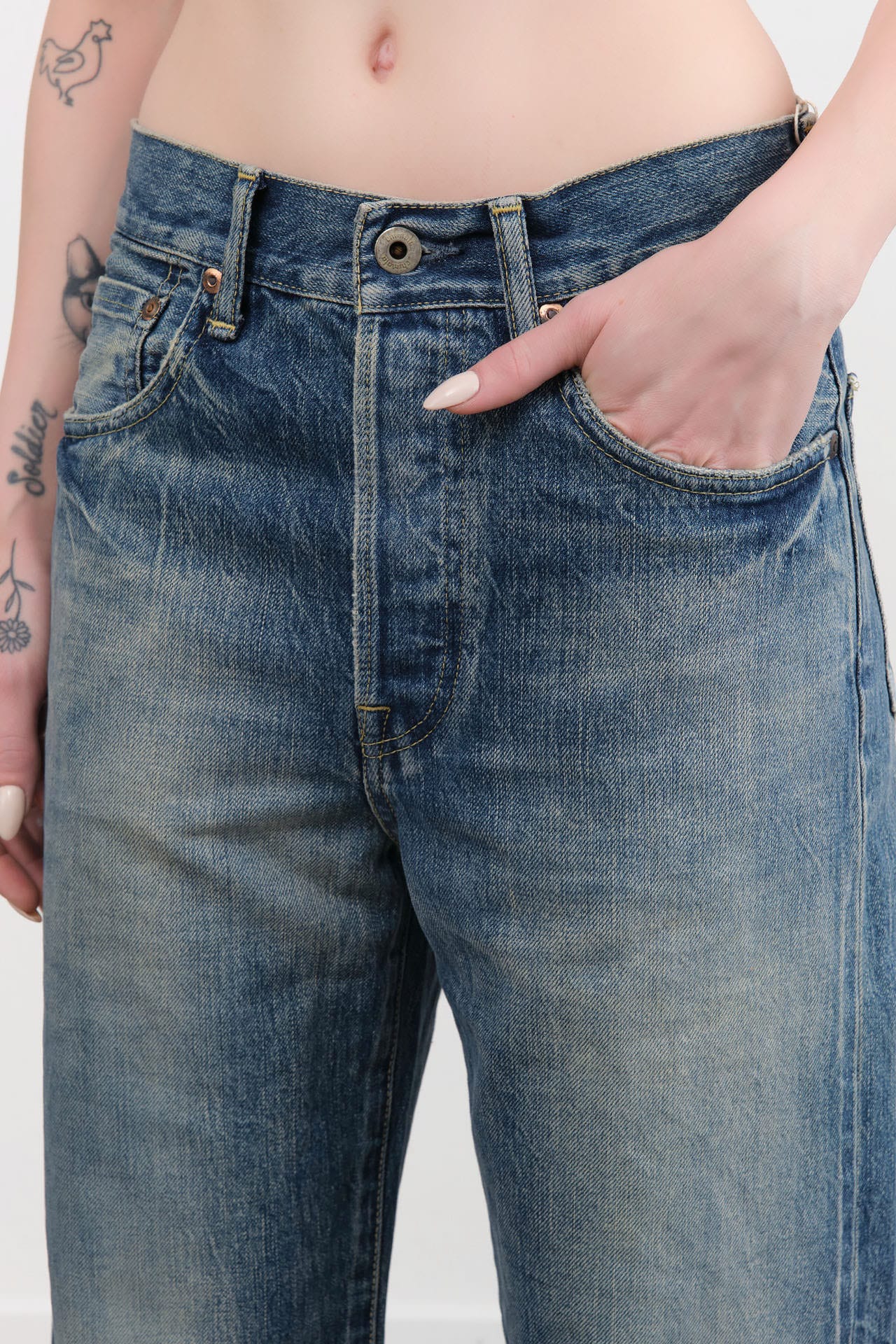 Chimala Apparel Womens Denim Unisex Straight Cut 13.5 oz Selvedge Denim in Smoky Medium