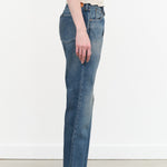 Chimala Apparel Womens Denim Used Ankle Cut 13.5 oz Selvedge Denim in Dark Vintage