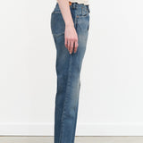 Chimala Apparel Womens Denim Used Ankle Cut 13.5 oz Selvedge Denim in Dark Vintage
