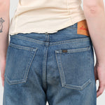 Chimala Apparel Womens Denim Used Ankle Cut 13.5 oz Selvedge Denim in Dark Vintage